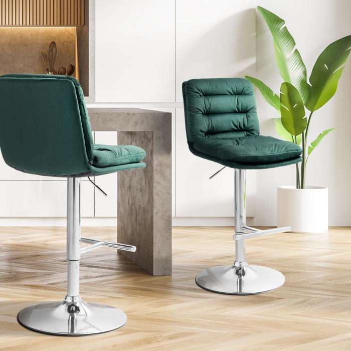 Barhocker HLO-CP247 Samt chrom ~ grn