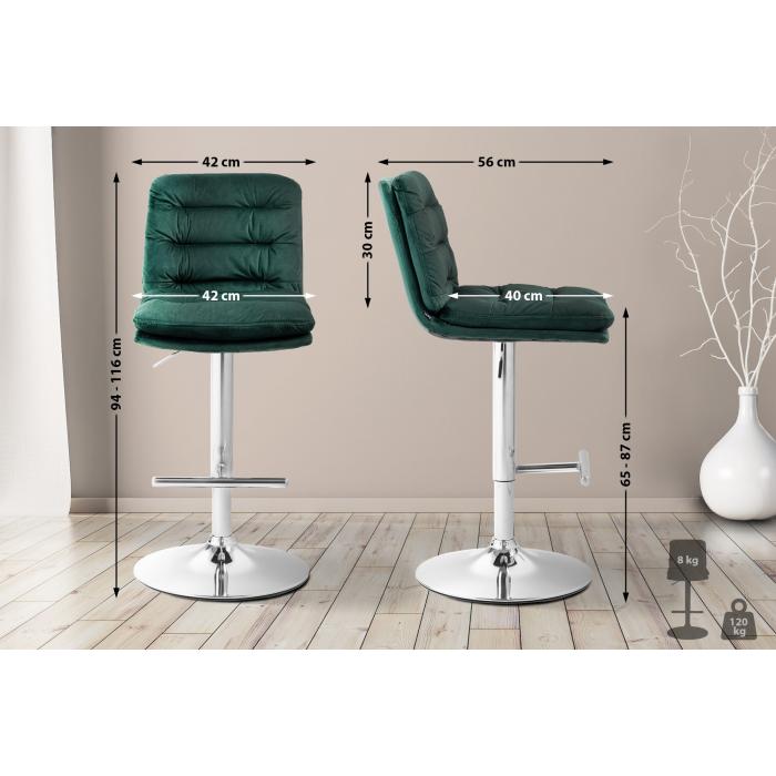 Barhocker HLO-CP247 Samt chrom ~ grn