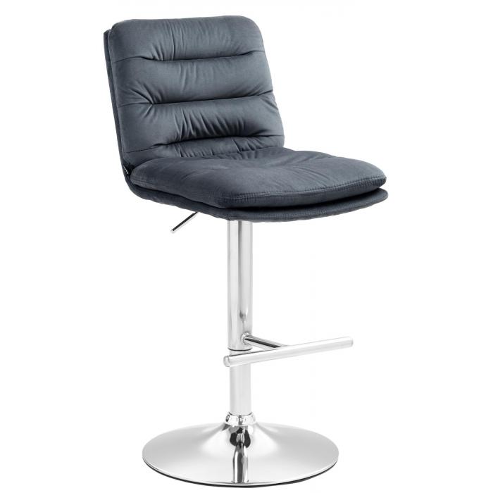 Barhocker HLO-CP247 Samt chrom ~ dunkelgrau