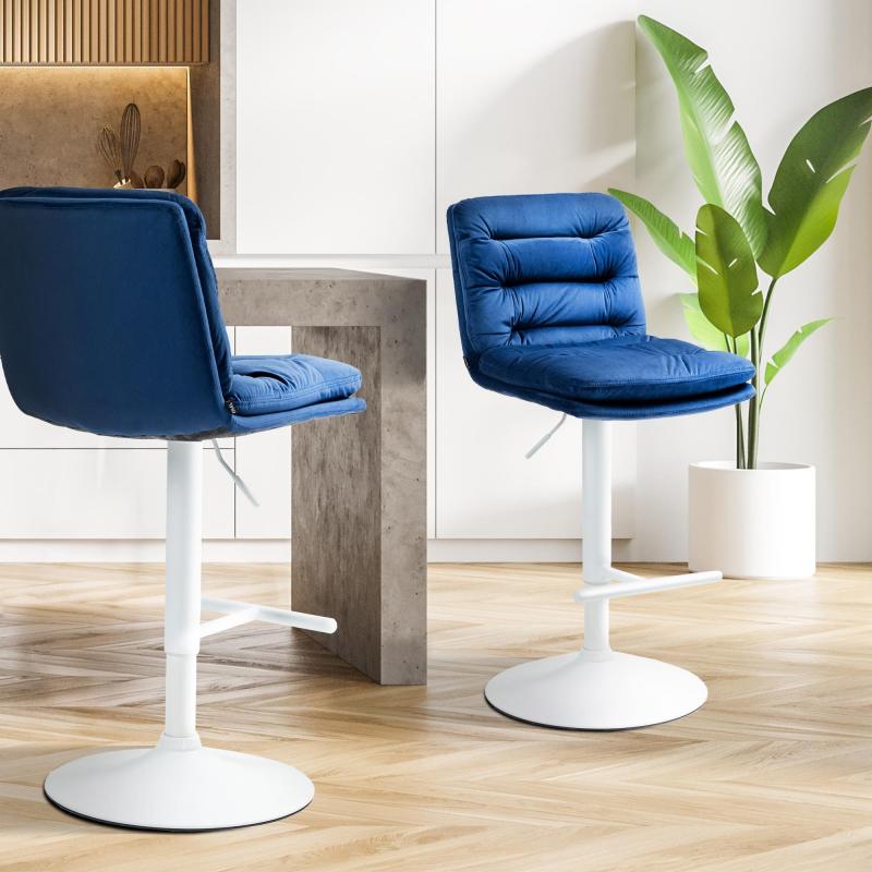 Barhocker HLO-CP247 Samt wei ~ blau