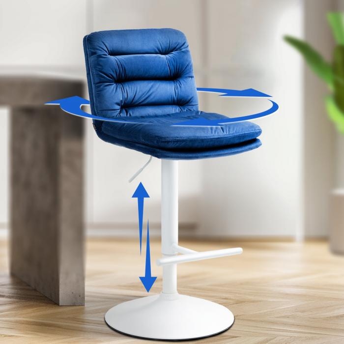 Barhocker HLO-CP247 Samt wei ~ blau
