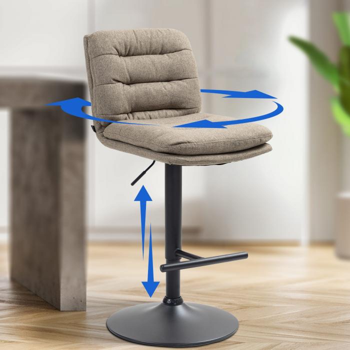 Barhocker HLO-CP248 Stoff schwarz ~ taupe