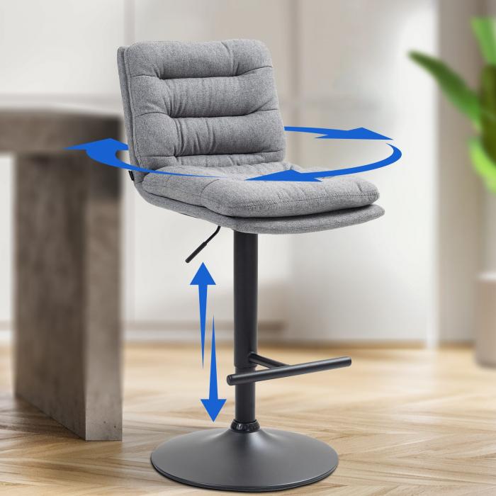 Barhocker HLO-CP248 Stoff schwarz ~ grau