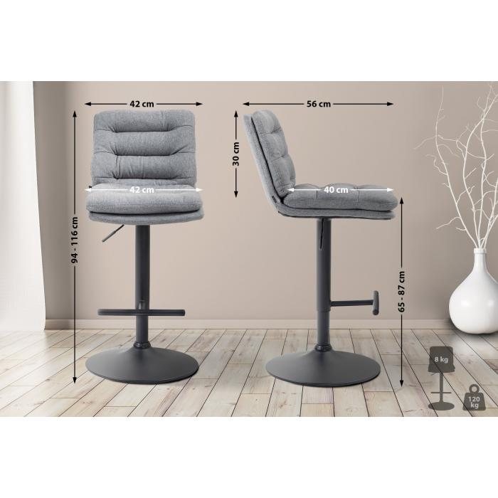 Barhocker HLO-CP248 Stoff schwarz ~ grau