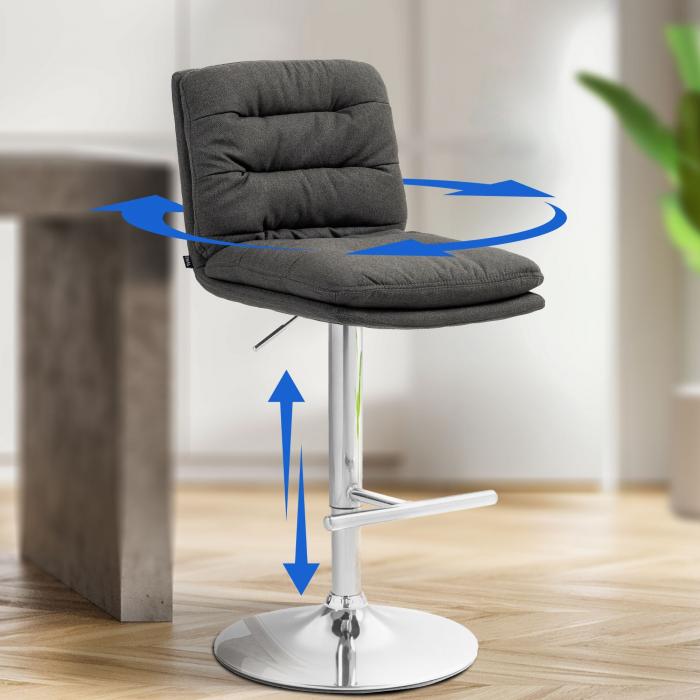 Barhocker HLO-CP248 Stoff chrom ~ dunkelgrau