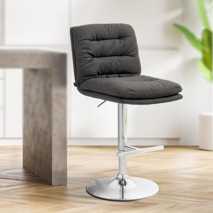 Barhocker HLO-CP248 Stoff chrom ~ dunkelgrau