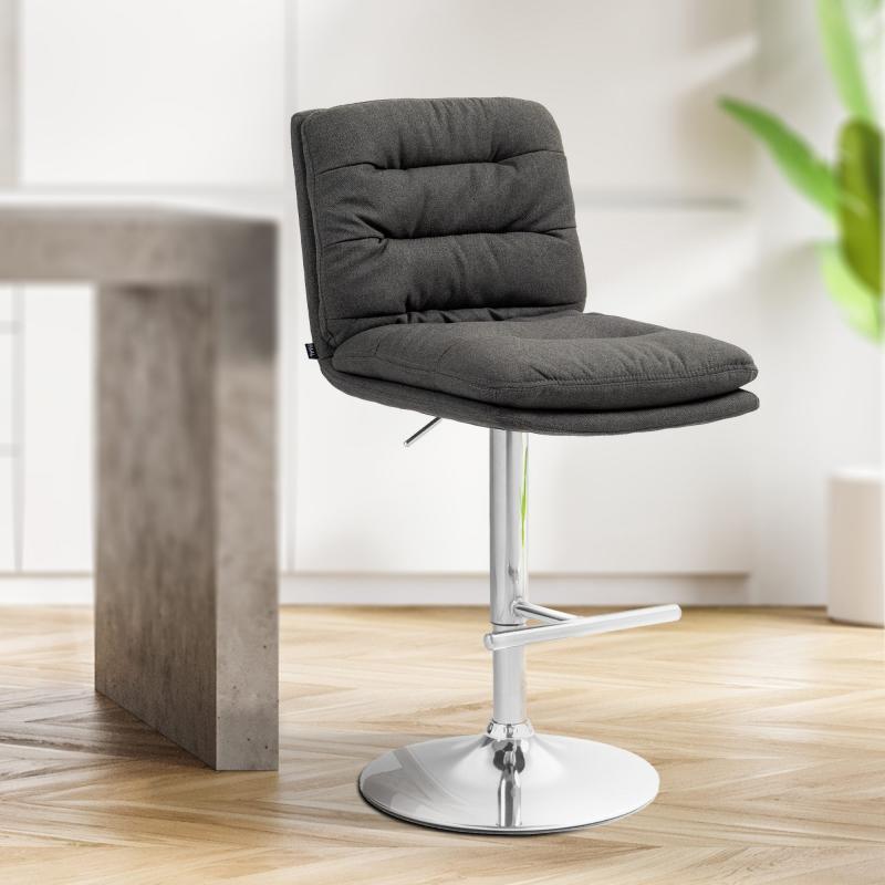Barhocker HLO-CP248 Stoff chrom ~ dunkelgrau