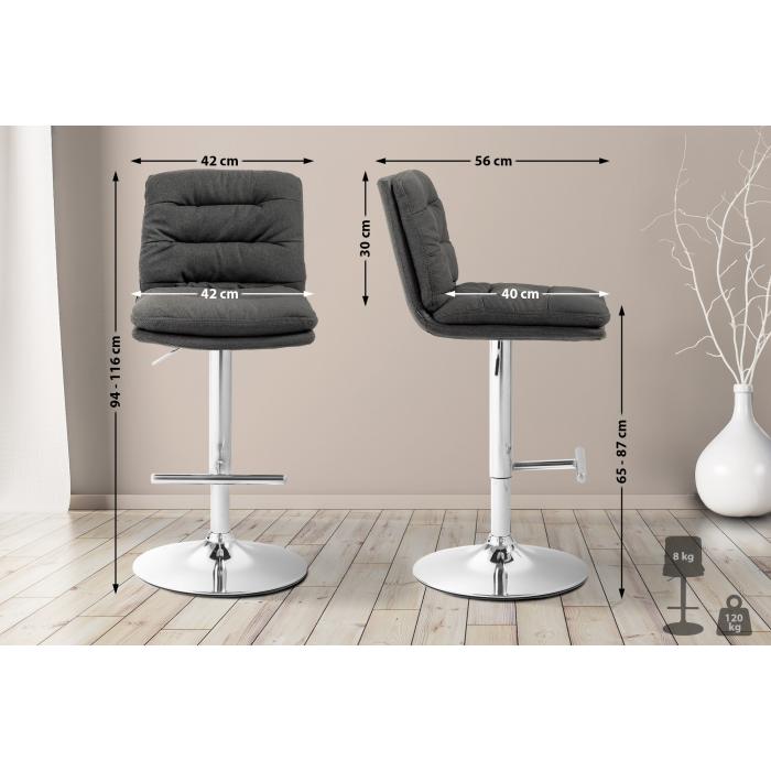 Barhocker HLO-CP248 Stoff chrom ~ dunkelgrau