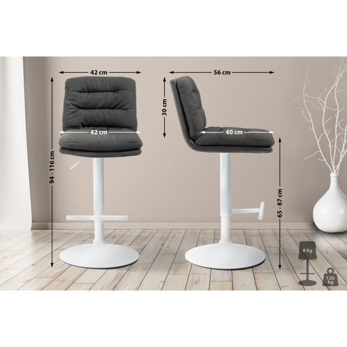 Barhocker HLO-CP248 Stoff wei ~ dunkelgrau