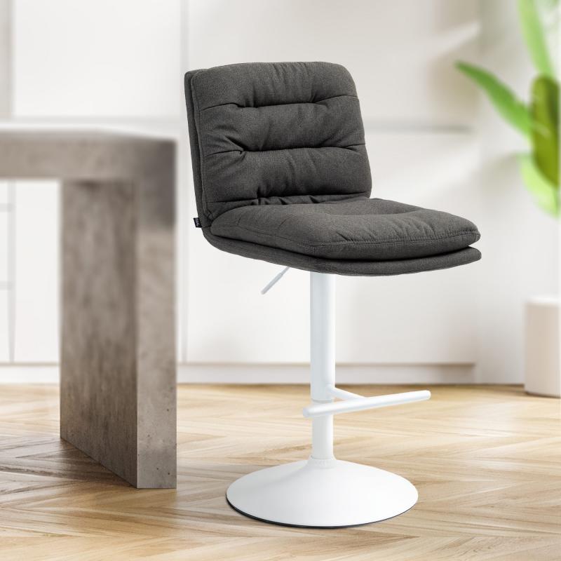 Barhocker HLO-CP248 Stoff wei ~ dunkelgrau
