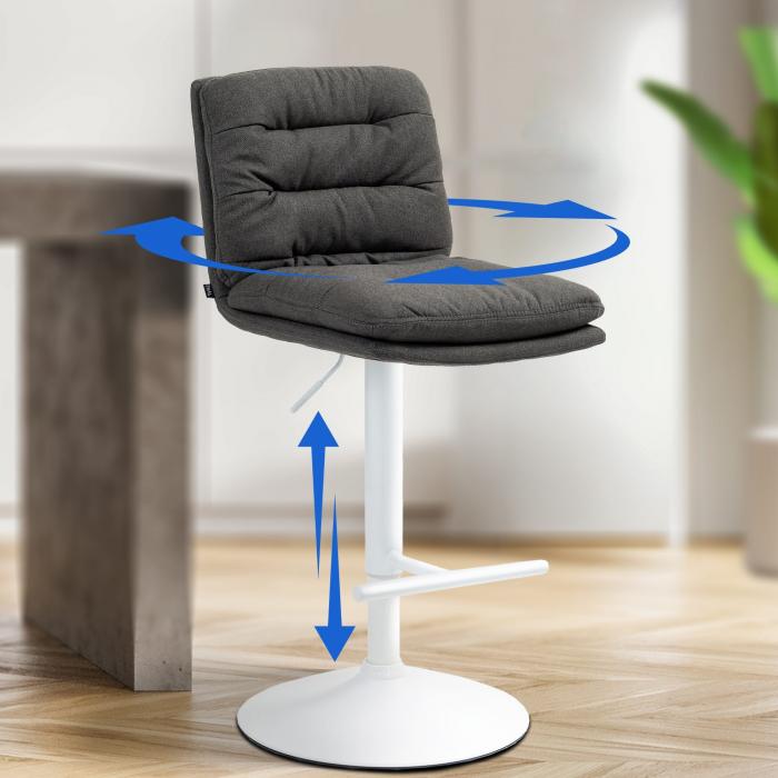 Barhocker HLO-CP248 Stoff wei ~ dunkelgrau