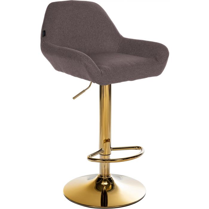 Barhocker HLO-CP8 Gold Stoff ~ braun