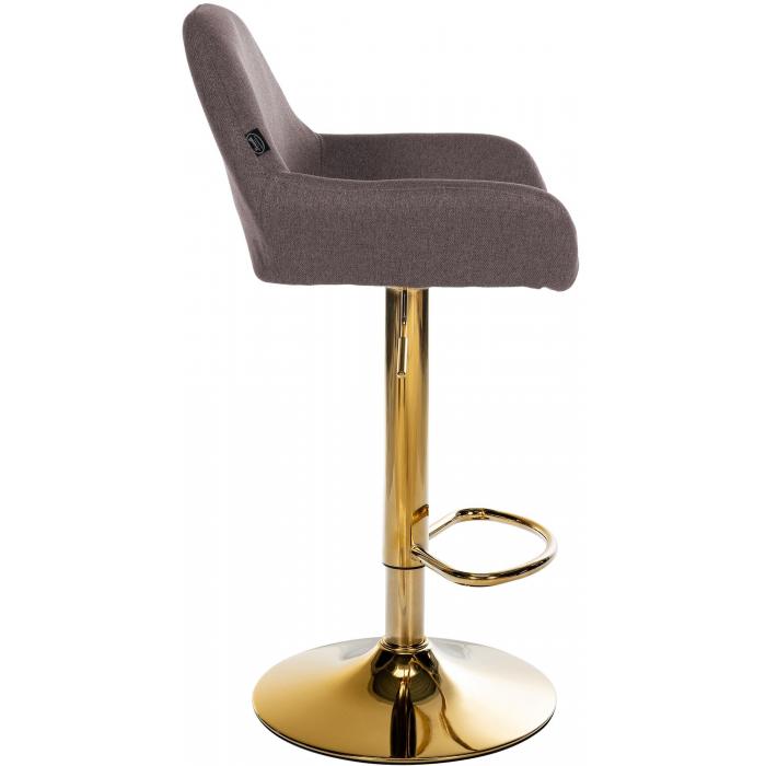 Barhocker HLO-CP8 Gold Stoff ~ braun