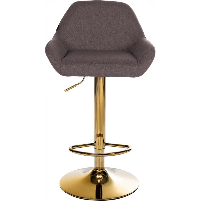 Barhocker HLO-CP8 Gold Stoff ~ braun
