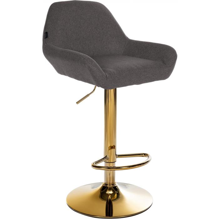 Barhocker HLO-CP8 Gold Stoff ~ dunkelgrau
