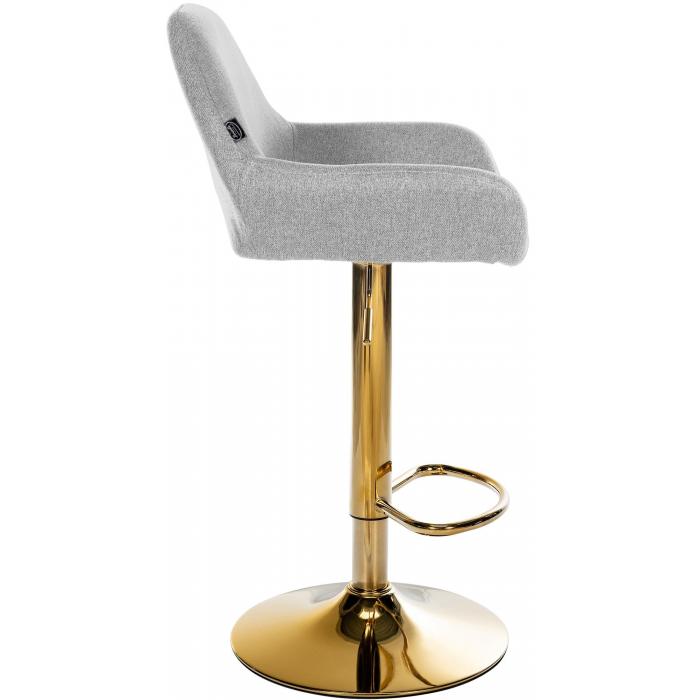Barhocker HLO-CP8 Gold Stoff ~ grau