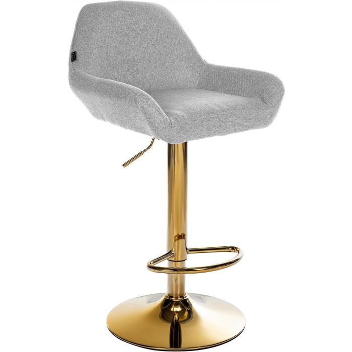 Barhocker HLO-CP8 Gold Stoff ~ grau