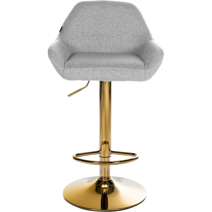 Barhocker HLO-CP8 Gold Stoff ~ grau