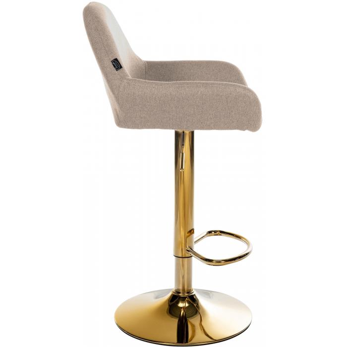 Barhocker HLO-CP8 Gold Stoff ~ taupe