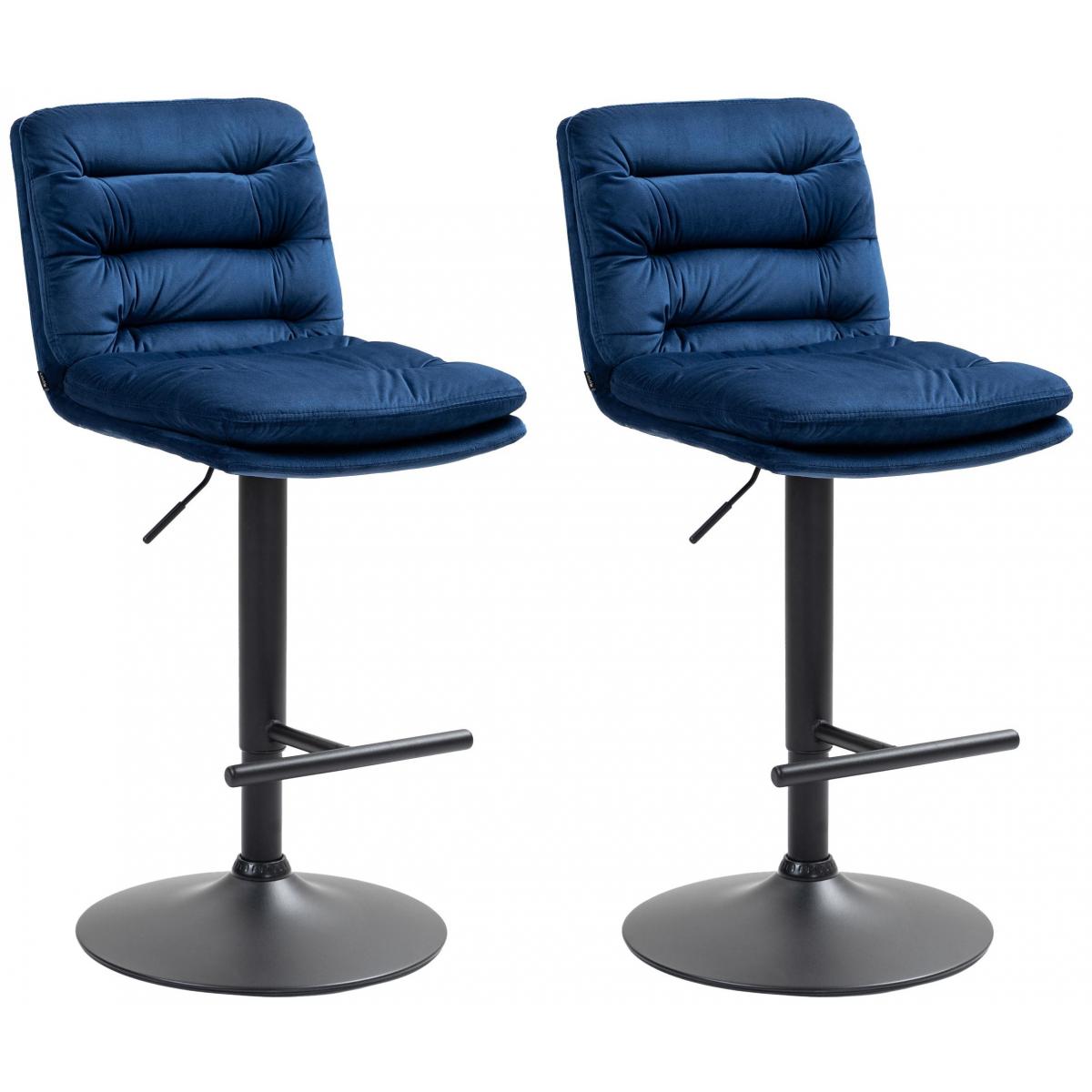 2er Set Barhocker HLO-CP247 Samt schwarz ~ blau