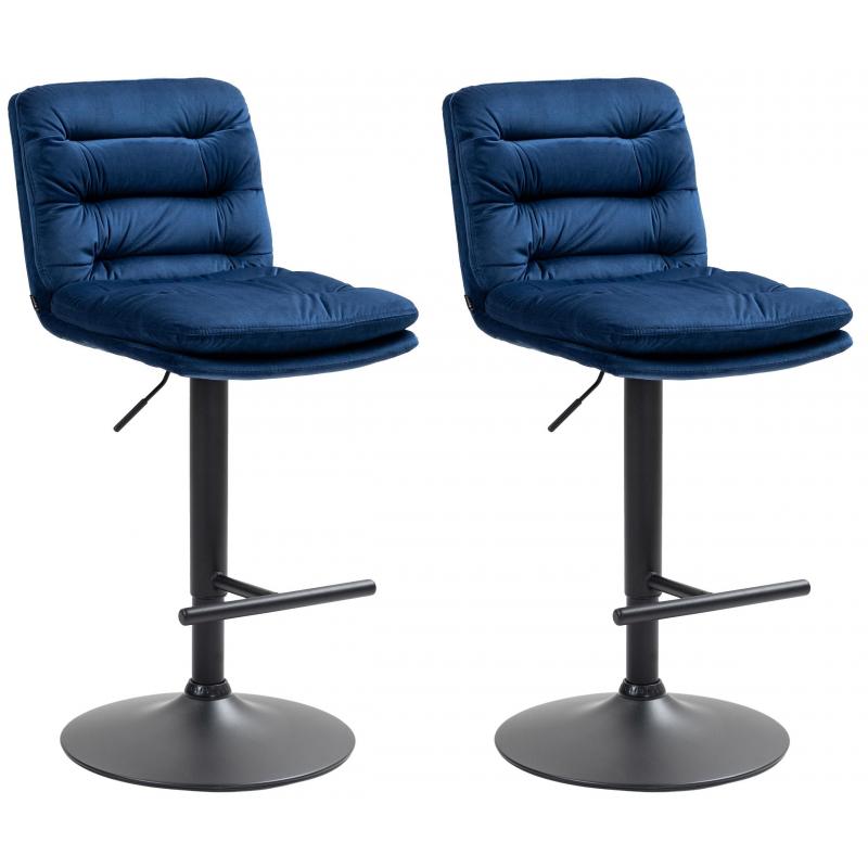 2er Set Barhocker HLO-CP247 Samt schwarz ~ blau