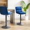 2er Set Barhocker HLO-CP247 Samt schwarz ~ blau