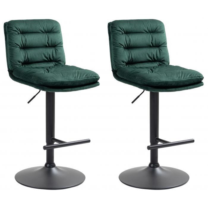 2er Set Barhocker HLO-CP247 Samt schwarz ~ grn