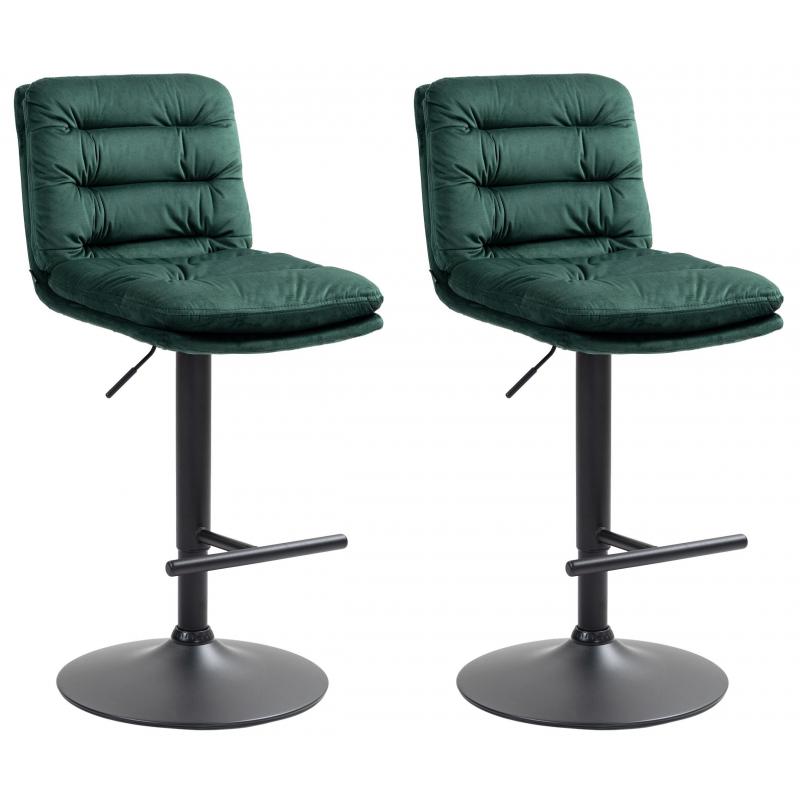 2er Set Barhocker HLO-CP247 Samt schwarz ~ grn