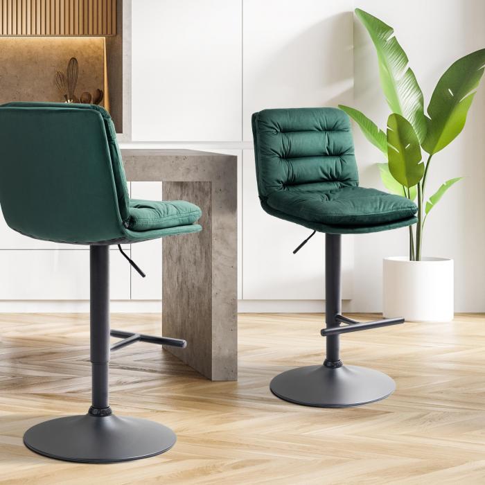 2er Set Barhocker HLO-CP247 Samt schwarz ~ grn