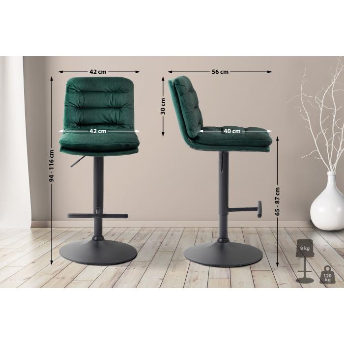 2er Set Barhocker HLO-CP247 Samt schwarz ~ grn