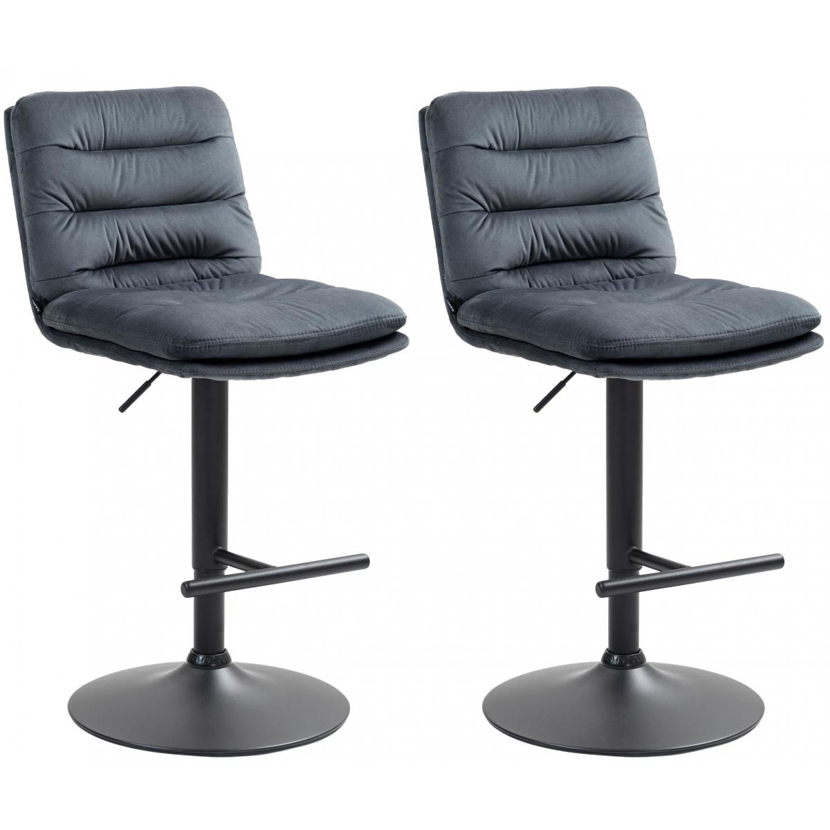 2er Set Barhocker HLO-CP247 Samt schwarz ~ dunkelgrau