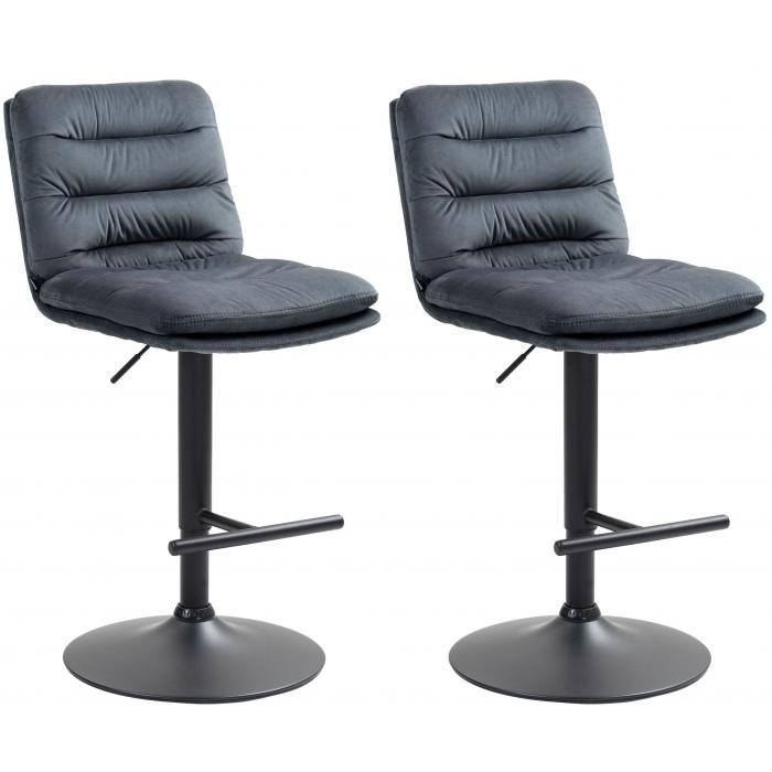 2er Set Barhocker HLO-CP247 Samt schwarz ~ dunkelgrau