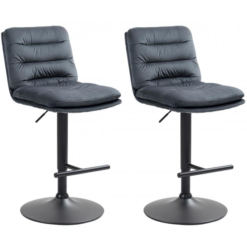 2er Set Barhocker HLO-CP247 Samt schwarz ~ dunkelgrau