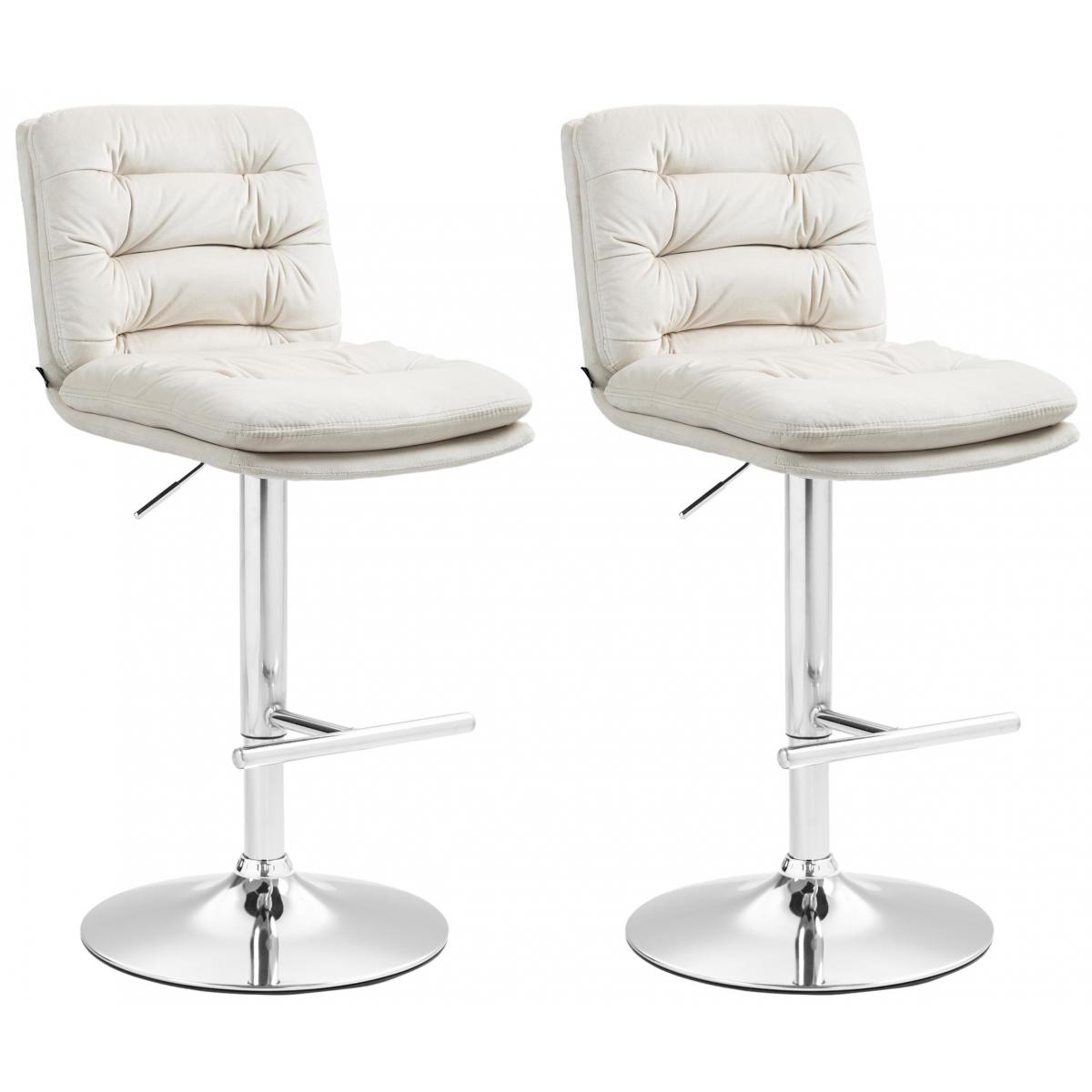 2er Set Barhocker HLO-CP247 Samt chrom ~ creme