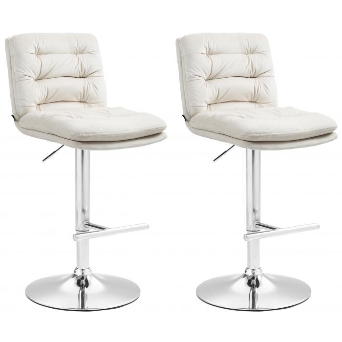 2er Set Barhocker HLO-CP247 Samt chrom ~ creme
