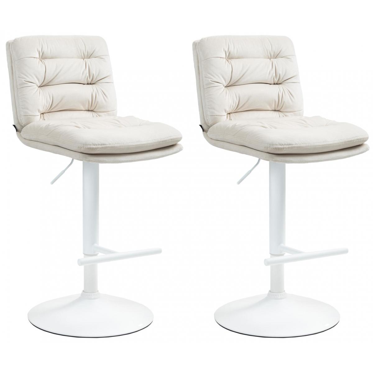 2er Set Barhocker HLO-CP247 Samt wei ~ creme