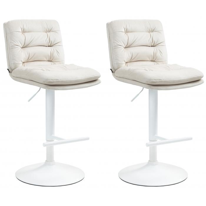 2er Set Barhocker HLO-CP247 Samt wei ~ creme