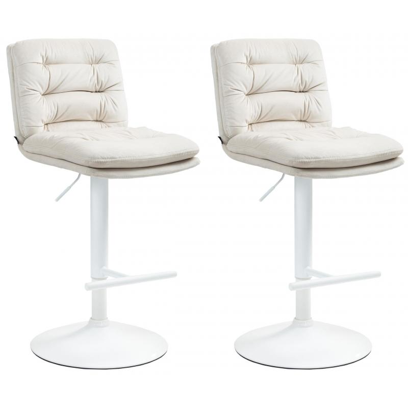 2er Set Barhocker HLO-CP247 Samt wei ~ creme