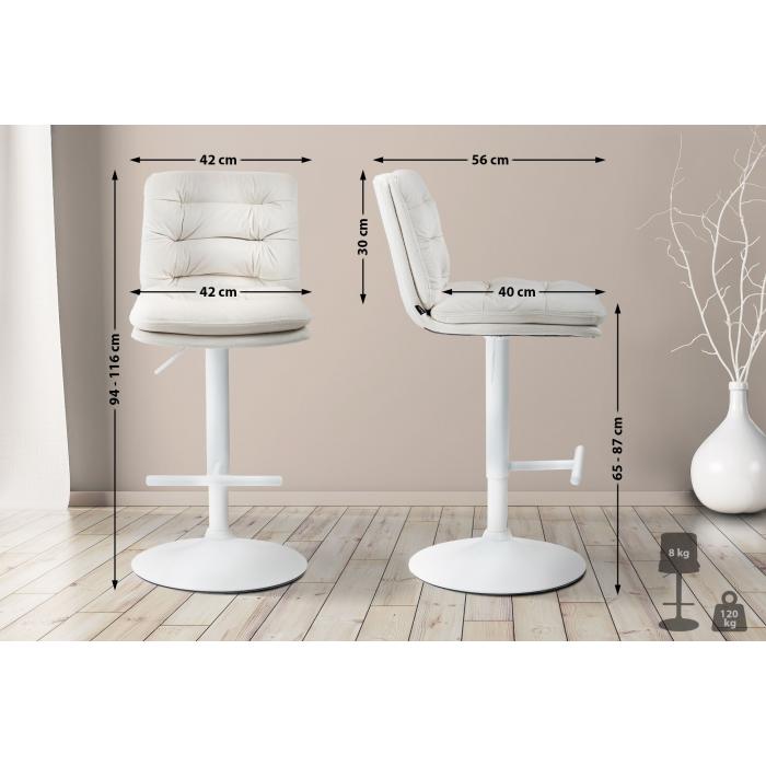 2er Set Barhocker HLO-CP247 Samt wei ~ creme