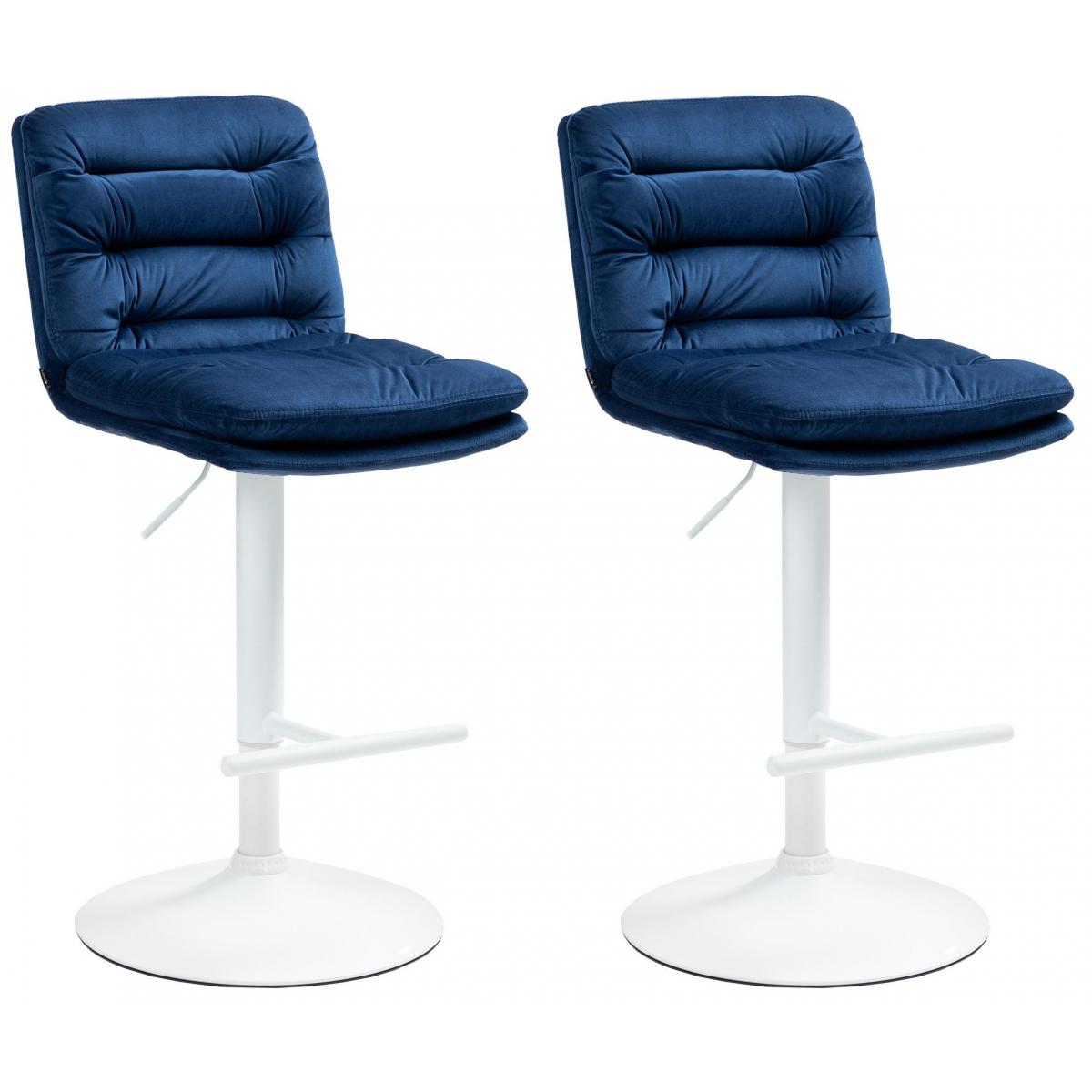 2er Set Barhocker HLO-CP247 Samt wei ~ blau