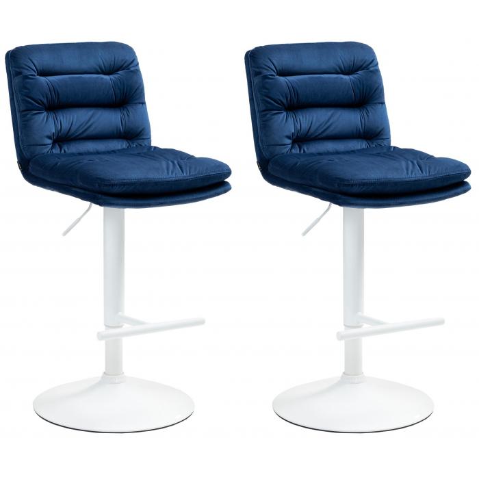 2er Set Barhocker HLO-CP247 Samt wei ~ blau