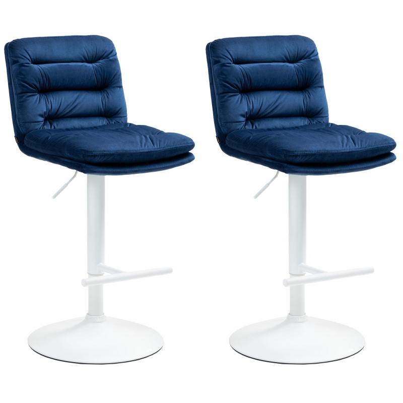 2er Set Barhocker HLO-CP247 Samt wei ~ blau
