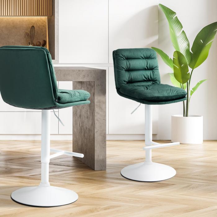 2er Set Barhocker HLO-CP247 Samt wei ~ grn