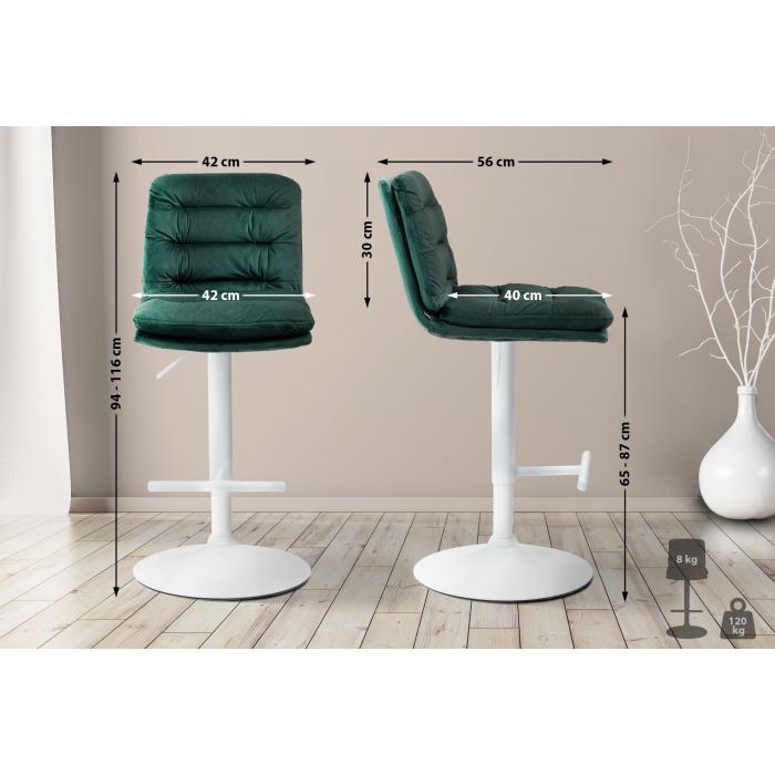 2er Set Barhocker HLO-CP247 Samt wei ~ grn