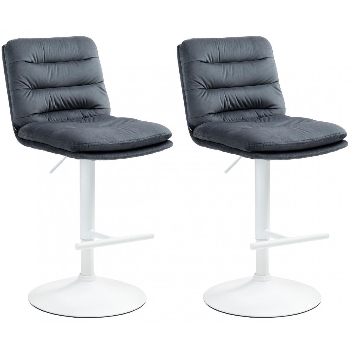 2er Set Barhocker HLO-CP247 Samt wei ~ dunkelgrau