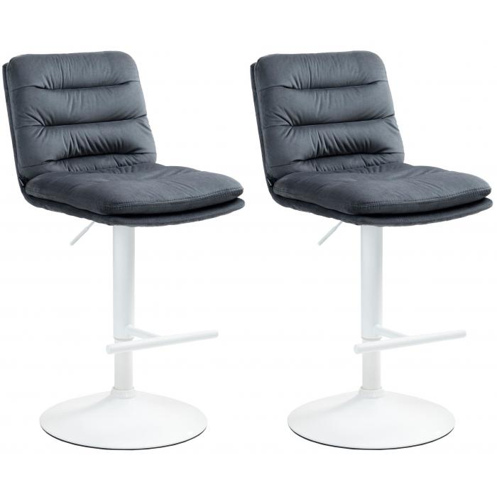 2er Set Barhocker HLO-CP247 Samt wei ~ dunkelgrau