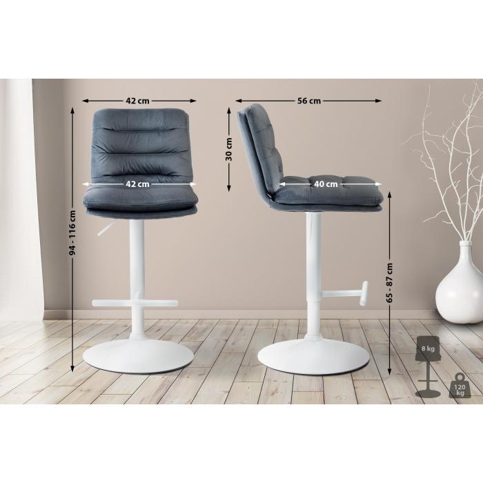 2er Set Barhocker HLO-CP247 Samt wei ~ dunkelgrau