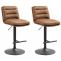 2er Set Barhocker HLO-CP246 Kunstleder schwarz ~ hellbraun