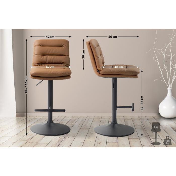 2er Set Barhocker HLO-CP246 Kunstleder schwarz ~ hellbraun