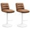 2er Set Barhocker HLO-CP246 Kunstleder wei ~ hellbraun